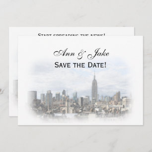Dreamy Dk Gray NYC Skyline Save the Date H Einladung
