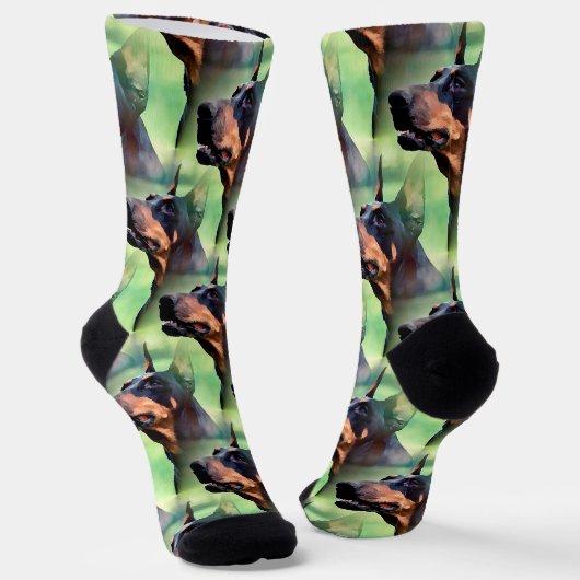 Dreamy Doberman Pinscher Face Painting Socken (Gewinkelt)