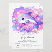 Dreamy Dolphin Baby Dusche Einladung (Vorne/Hinten)