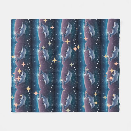 Dreamy Dolphin Pattern Fleecedecke (Vorderseite (Horizontal))