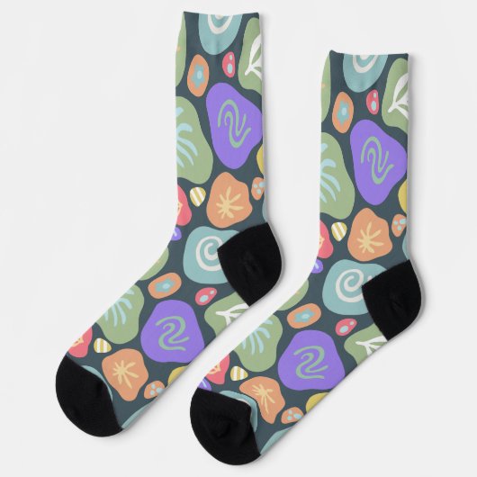 Dreamy Doodles - Vibrant Boho Nature Motif Design Socken (Linkes Detail)