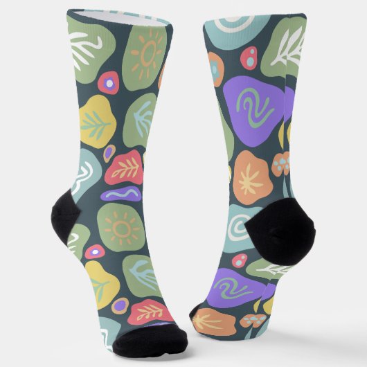 Dreamy Doodles - Vibrant Boho Nature Motif Design Socken (Gewinkelt)