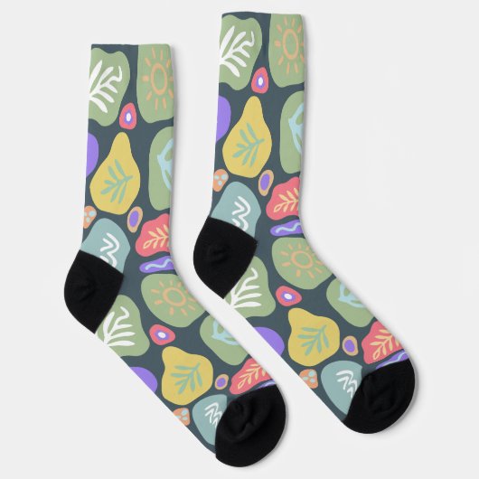 Dreamy Doodles - Vibrant Boho Nature Motif Design Socken (Rechts)