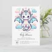 Dreamy Dragon Baby Shower Einladung (Stehend Vorderseite)