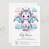 Dreamy Dragon Baby Shower Einladung (Vorne/Hinten)