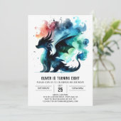 Dreamy Dragon Birthday Digital Einladung (Stehend Vorderseite)