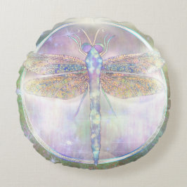Dreamy Dragonfly “Messenger of Becoming Light” Rundes Kissen