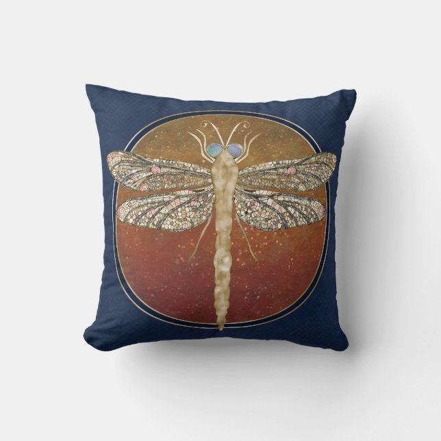 Dreamy Dragonfly “Messenger of Gilded Night” Kissen (Vorderseite)