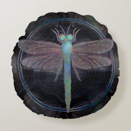 Dreamy Dragonfly “Messenger of Quantum Flight” Rundes Kissen