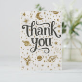 Dreamy Editable Meteor Celestial Dankeskarte (Stehend Vorderseite)