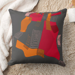 Dreamy Egyptian Collage - Red Orange Gray Kissen