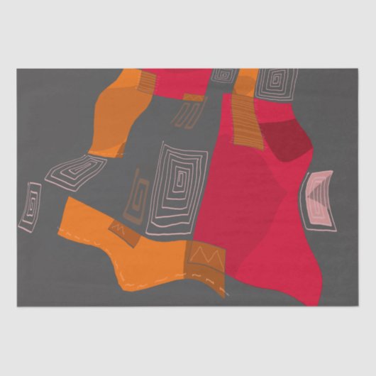 Dreamy Egyptian Collage - Red Orange Gray Seidenpapier (Vorderseite)