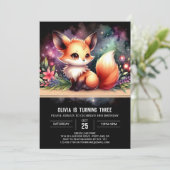 Dreamy Elegant Fox Geburtstag Einladung (Stehend Vorderseite)