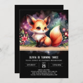 Dreamy Elegant Fox Geburtstag Einladung (Vorne/Hinten)