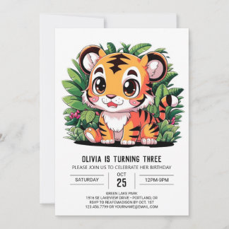 Dreamy Elegant Tiger Digitaler Geburtstag Einladung