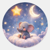 Dreamy elephant and midnight stars large round env runder aufkleber (Vorderseite)