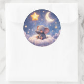 Dreamy elephant and midnight stars large round env runder aufkleber (Tasche)