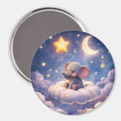 Dreamy elephant and midnight stars round large mag magnet (Vorderseite/Rückseite)