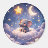 Dreamy elephant and midnight stars round large mag magnet (Vorne)