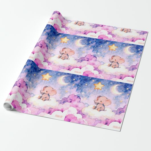 Dreamy elephant and stars giant wrapping roll geschenkpapier (Ungerollt)