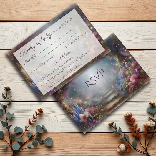 Dreamy Enchanted Blumenwald Hochzeit RSVP Karte
