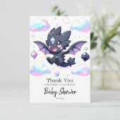 Dreamy Enchanted Dragon Baby Shower Dankeskarte (Stehend Vorderseite)
