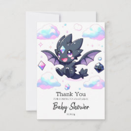 Dreamy Enchanted Dragon Baby Shower Dankeskarte