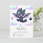 Dreamy Enchanted Dragon Baby Shower Einladung (Stehend Vorderseite)