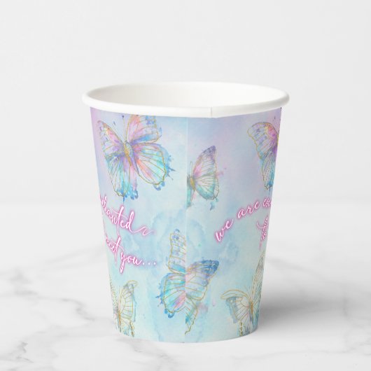 Dreamy Enchanted to Meet You Butterfly Baby Shower Pappbecher (Rechts)