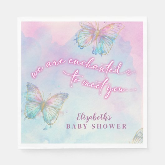 Dreamy Enchanted to Meet You Butterfly Baby Shower Serviette (Vorderseite)