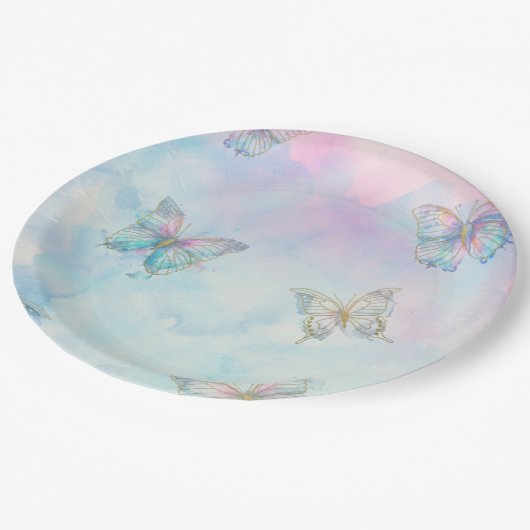 Dreamy Enchanted to Meet You Butterfly Pappteller (Schrägansicht)