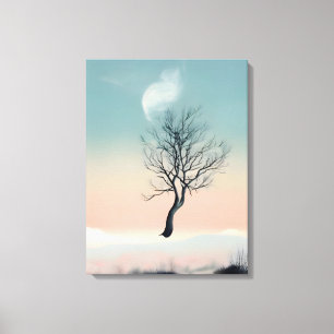 Dreamy Escape: schwimmender Baum mit Feder Leinwanddruck