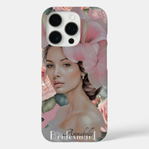 Dreamy Ethereal Dusty Pink Floral Art Bridesmaid iPhone 16 Pro Hülle
