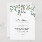 Dreamy Eucalyptus Foliage Einfach moderne Hochzeit Einladung (Vorderseite)