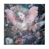 Dreamy Fairy Girl Pink Blue Fantasy Art Fliese (Vorderseite)