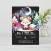 Dreamy Fantasy Fox Geburtstag Einladung (Stehend Vorderseite)