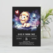 Dreamy Fantasy Lion Birthday Einladung (Stehend Vorderseite)