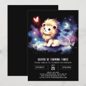 Dreamy Fantasy Lion Birthday Einladung (Vorne/Hinten)