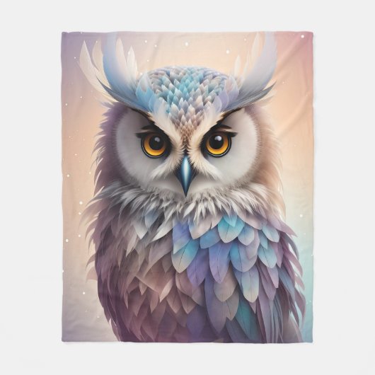 Dreamy Fantasy Owl Soft Pastellfarben Fleecedecke (Vorderseite)
