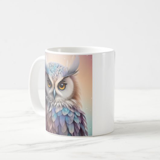 Dreamy Fantasy Owl Soft Pastellfarben Kaffeetasse (Vorderseite Links)