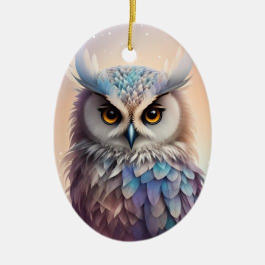 Dreamy Fantasy Owl Soft Pastellfarben Keramik Ornament (Vorne)