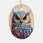 Dreamy Fantasy Owl Soft Pastellfarben Keramik Ornament (Hinten)