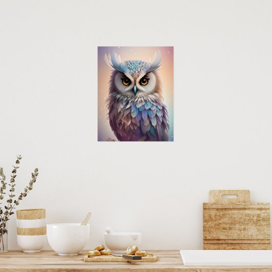 Dreamy Fantasy Owl Soft Pastellfarben Poster (Küche)