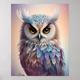 Dreamy Fantasy Owl Soft Pastellfarben Poster