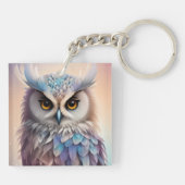 Dreamy Fantasy Owl Soft Pastellfarben Schlüsselanhänger (Rückseite)