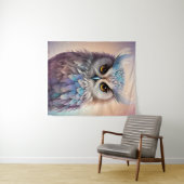 Dreamy Fantasy Owl Soft Pastellfarben Wandteppich (Beispiel (Horizontal))
