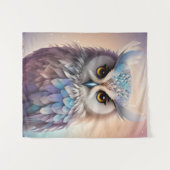 Dreamy Fantasy Owl Soft Pastellfarben Wandteppich (Vorderseite (Horizontal))