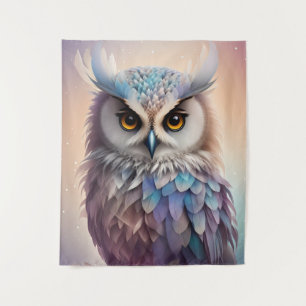 Dreamy Fantasy Owl Soft Pastellfarben Wandteppich