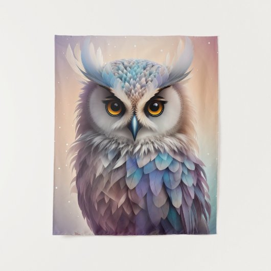Dreamy Fantasy Owl Soft Pastellfarben Wandteppich (Vorderseite)