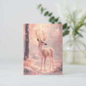 Dreamy Fawn in Pink Autumn Woods Postkarte (Stehend Vorderseite)